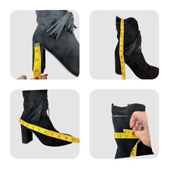 CHELSEA & ZOE Black Mid High Heeled Boots Size 8 - Picture 6 of 16